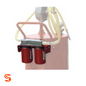 Red twin-cylinder replacement part mounted on a gasoline fuel caddy frame