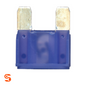 Blue 60 amp MAXI blade automotive fuse with translucent plastic body and two metal prongs
