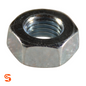 Silver metric grade 8 hex nut with 10mm internal threading, single metal fastener