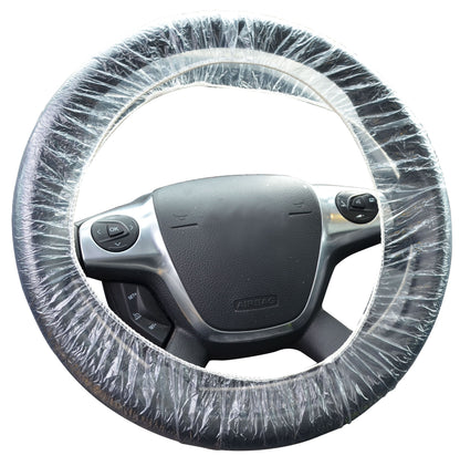 5” x 20” Clear PE Plastic Double Elastic Band Steering Wheel Covers