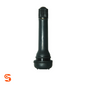 Black rubber tubeless snap-in valve stem with ribbed cap, single piece