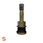 Brass straight truck valve with black rubber base and metal cap, shown as a single piece