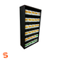 Black wheel hardware cabinet with multiple shelves of labeled white parts boxes, 152-piece assortment