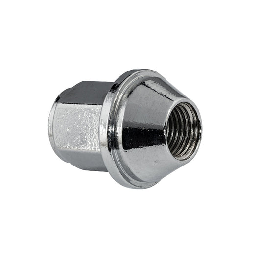 Steel Wheel Lug Nut | Style: Acorn Dometop Cap | Thread: M14x1.50 | Hex: 21mm | Finish: Chrome Plated