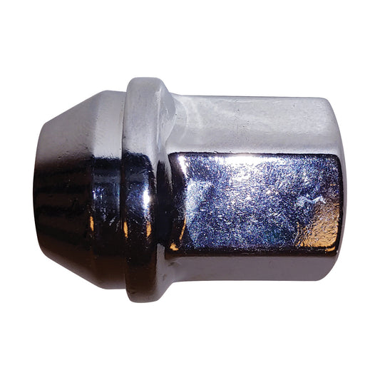Steel Wheel Lug Nut | Style: Acorn Dometop Cap | Thread: M14x1.50 | Length: 38.5mm | Hex: 22mm | Finish: Chrome Plated