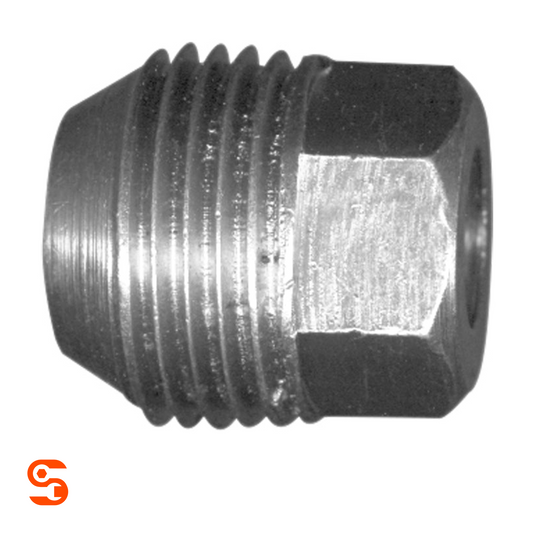Zinc plated steel acorn open-end wheel lug nut with external threads and hex body