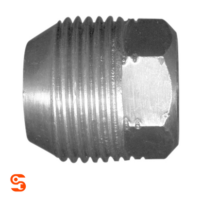 Zinc-plated steel open-end acorn lug nut with external threads and hex body