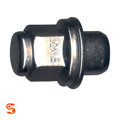 Chrome plated steel mag wheel lug nut with dometop cap, extended thread, and 21mm hex shape