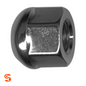 Chrome plated steel acorn bulge open-end wheel lug nut with hex sides and rounded end