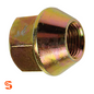 Zinc plated steel acorn bulge open end wheel lug nut with hex base and internal threads