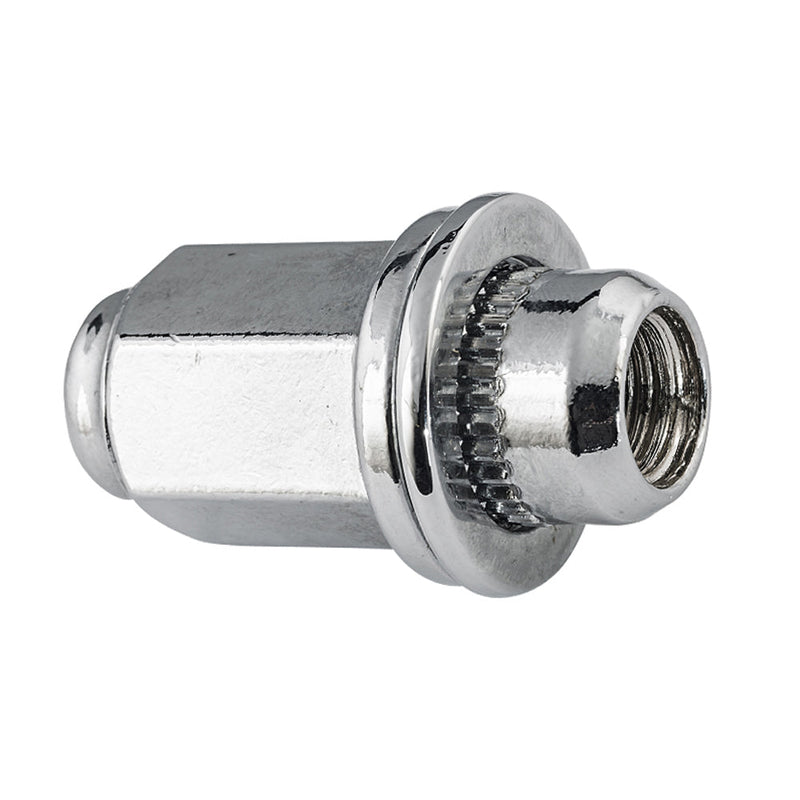 Steel Mag Wheel Lug Nut | Style: Extended Thread Dometop Cap | Thread: M12x1.50 | Hex: 21mm | Finish: Chrome Plated