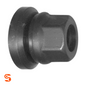 Black coated flanged steel mag wheel lug nut with hex body and open threaded center