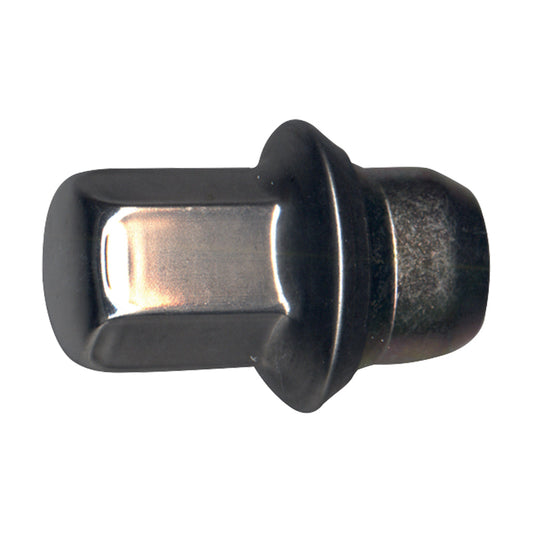 Steel Wheel Lug Nut | Style: Acorn Extended Thread Flattop Cap | Thread: M12x1.50 | Length: 43.1mm | Hex: 19mm | Finish: Stainless Steel