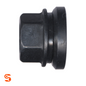 Black coated flanged steel mag wheel lug nut with 21mm hex and short cylindrical body