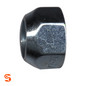 Zinc-plated steel open-end acorn wheel lug nut with hex sides, single piece