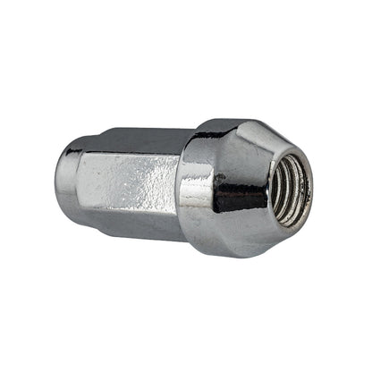 Steel Wheel Lug Nut | Style: Acorn Bulge Dometop Cap | Thread: M14x2.00 | Length: 54mm | Hex: 21mm | Finish: Chrome Plated
