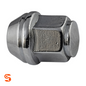 Chrome plated steel acorn dometop wheel lug nut with hex body and capped rounded end
