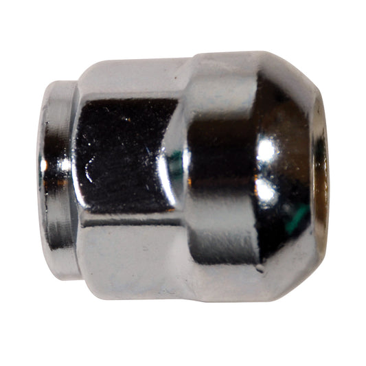 Steel Wheel Lug Nut | Style: Ball Seat Bulge Dometop Cap | Thread: M14x1.50 | Length: 28.4mm | Hex: 22mm | Finish: Chrome Plated