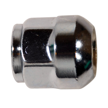 Steel Wheel Lug Nut | Style: Ball Seat Bulge Dometop Cap | Thread: M14x1.50 | Length: 28.4mm | Hex: 22mm | Finish: Chrome Plated