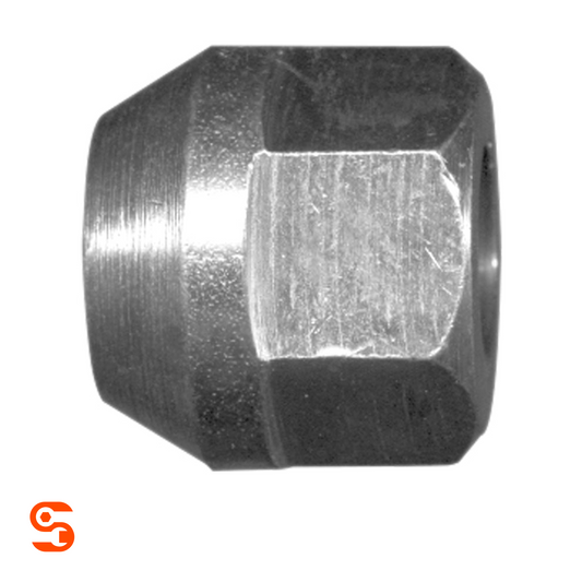 Zinc plated steel acorn bulge open end wheel lug nut with hex sides and tapered end