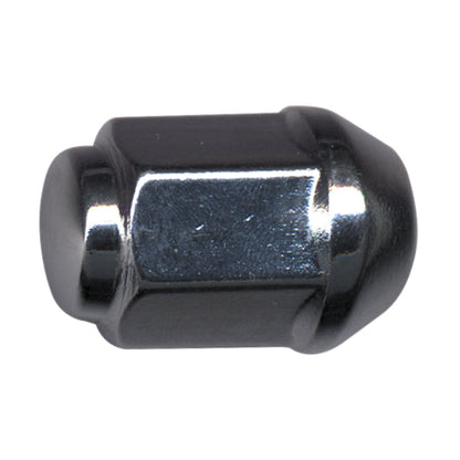 Steel Wheel Lug Nut | Style: Acorn Dometop Cap | Thread: 1/2"-20 | Length: 15/32" | Hex: 13/16" | Finish: Chrome Plated