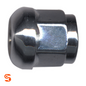 Chrome plated steel dometop wheel lug nut with ball seat bulge, single piece