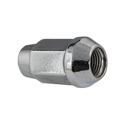 Steel Wheel Lug Nut | Style: Acorn Dometop Cap | Thread: 1/2"-20 | Length: 1-5/8" | Hex: 3/4" | Finish: Chrome Plated