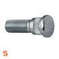 Silver steel serrated wheel stud with threaded shaft and round head, 1/2-20 thread, single piece