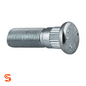 Silver steel serrated wheel stud with threaded shaft and round head, single piece