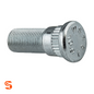 Silver steel serrated wheel stud with threaded shaft, round head, and knurled shoulder