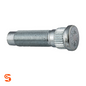 Silver steel serrated wheel stud with threaded shaft, knurled shoulder, and flat round head