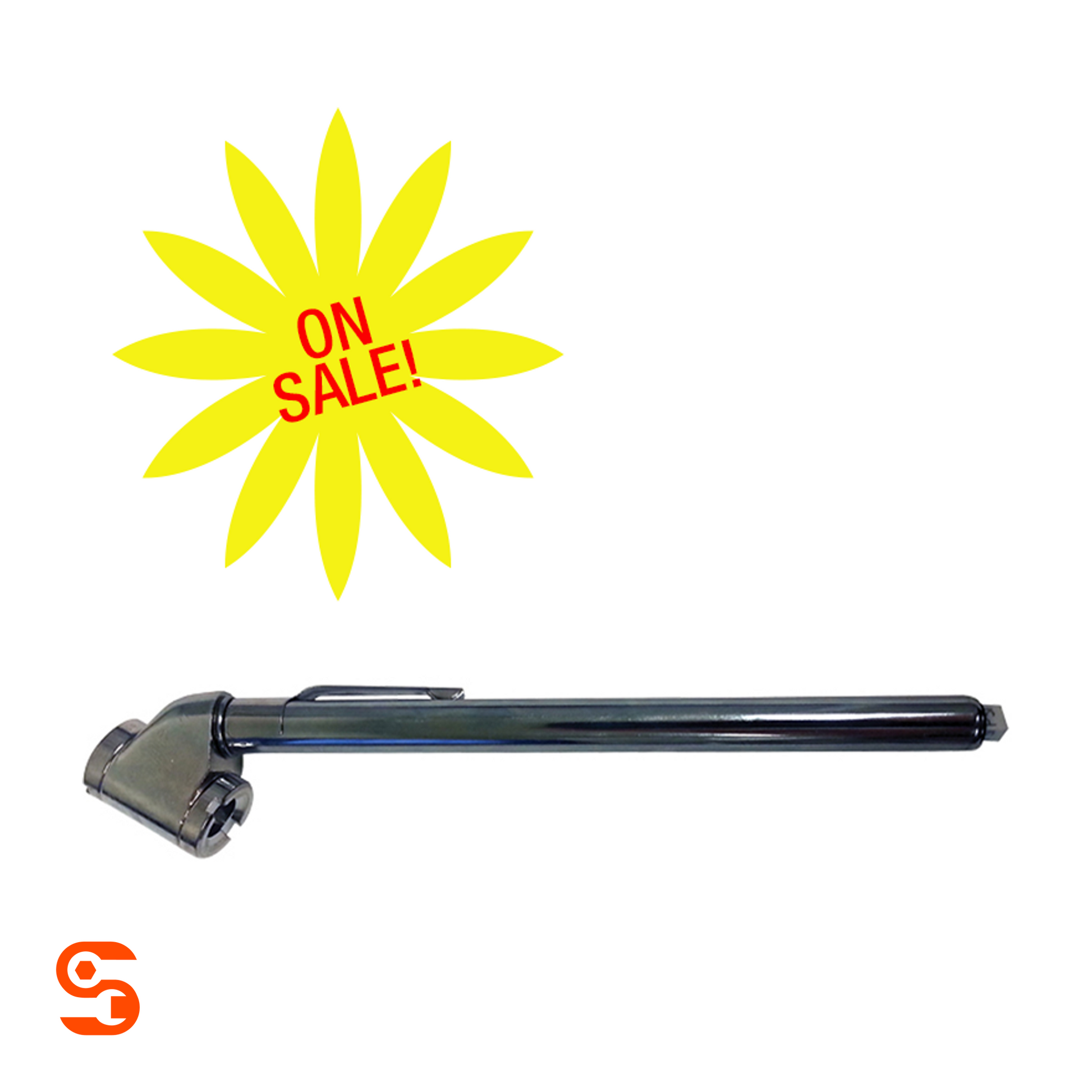 Chrome 1300 Series band air gauge with angled chuck, black barrel, and metal fittings
