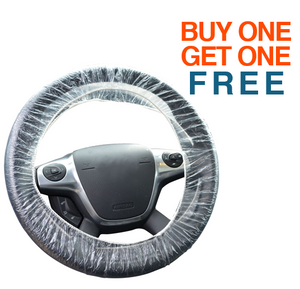 5” x 20” Clear PE Plastic Double Elastic Band Steering Wheel Covers