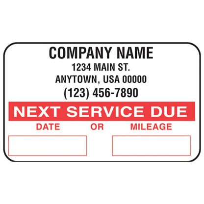 Vehicle Service Reminder Stickers | Size: 1-1/2" x 2-1/2" | Qty: Roll of 1000