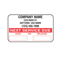 Service Reminder Stickers